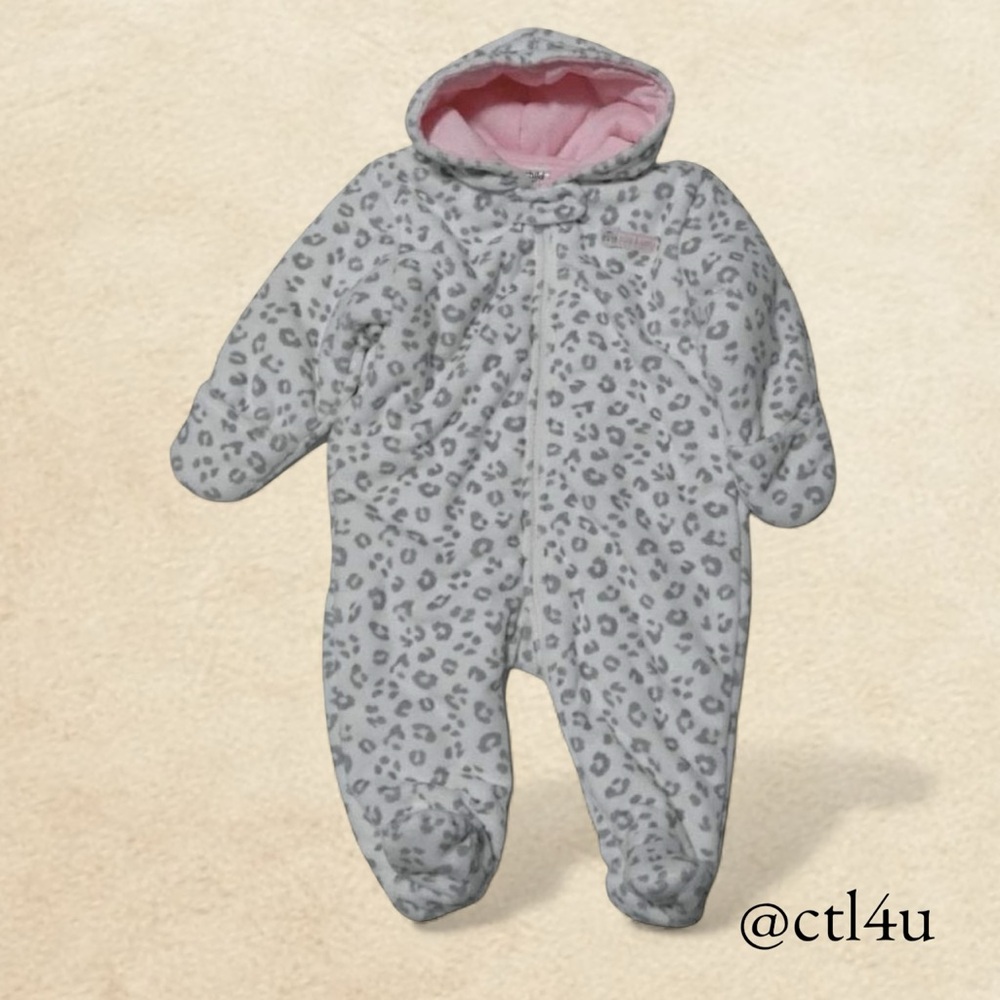 Carter's Child of Mine Soft Plush Animal Print Hooded Pram/Snowsuit 6-9 Months